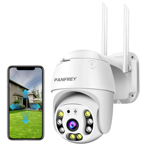 PANFREY Security Camera Outdoor, WiFi Outdoor Security Cameras Pan-Tilt 360° View,