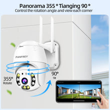 Load image into Gallery viewer, PANFREY Security Camera Outdoor, WiFi Outdoor Security Cameras Pan-Tilt 360° View,