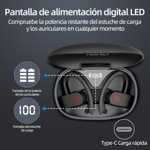 Panfrey Wireless Earbuds Bluetooth 5.4 Earbuds Hi-Fi Stereo Bass 36Hrs USB-C in-Ear Earphones