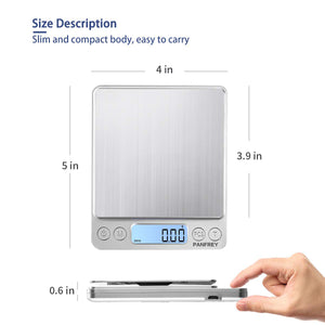 PANFREY Food Kitchen Digital Scale,1g/0.05oz Precise Graduation, USB Charging Kitchen Scale